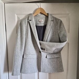 LOFT Light Gray Single-Button Tailored Blazer